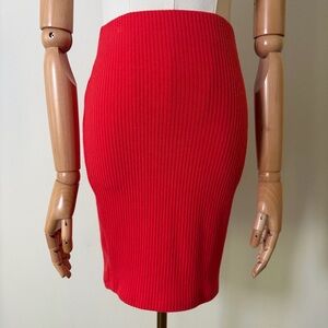 NWT Haute Monde Coral Ribbed Knit Bodycon Mini Skirt - Size S